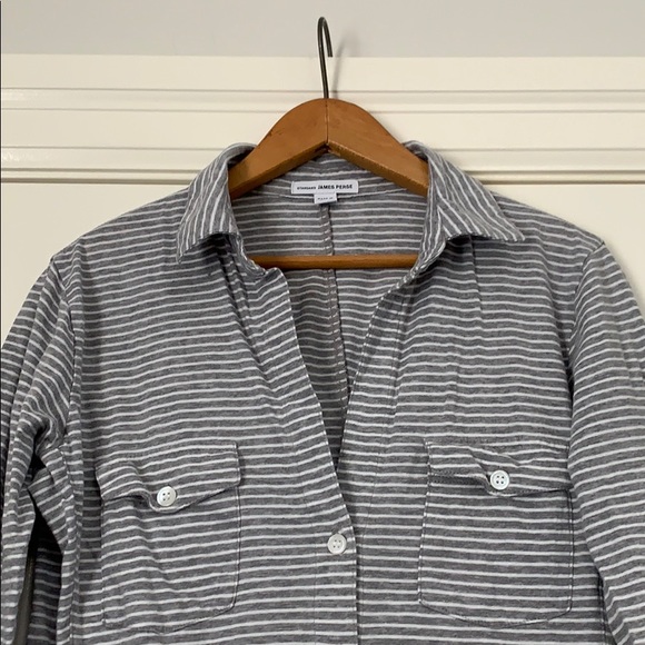 ❤️James Perse Jersey Button Down Soft Stripes M - Picture 2 of 5